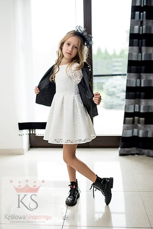 Sukienka koronka dziecko ecru