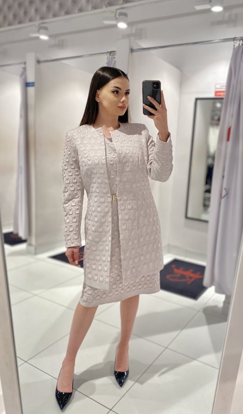 Sukienka krótka rękawek kropelki p.róż