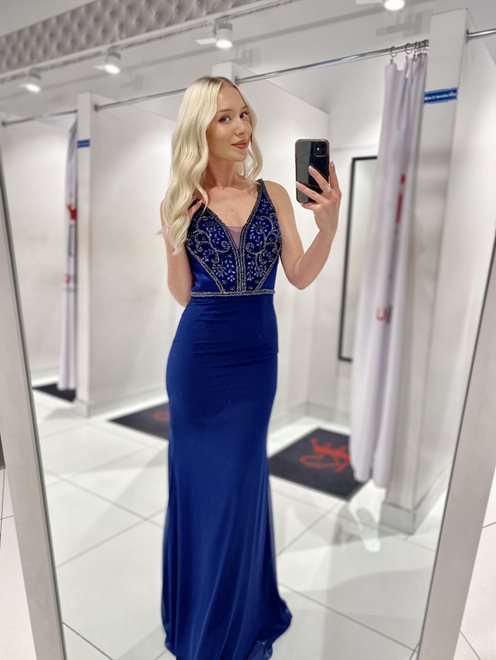 Syrenka długa odkryte plecy granat