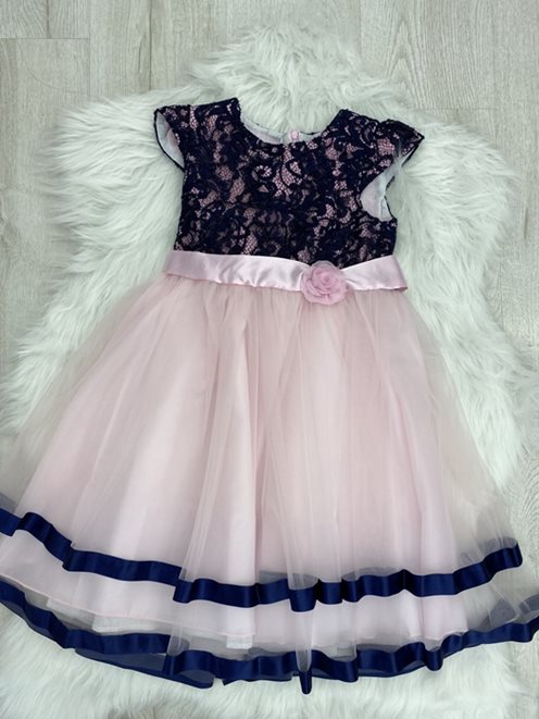 sukienka dziecięca górą koronka granat