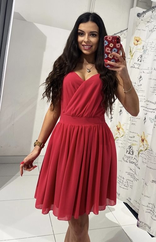 Sukienka krótka zwiewna LATO amarant