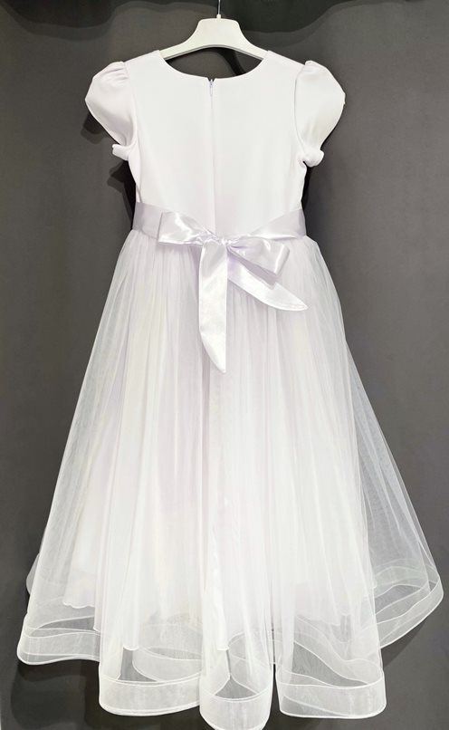 Sukienka dziecięca długa różyczki tiul biel