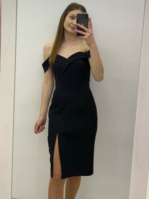 Sukienka na ramiączkach dopasowana krótka czarny