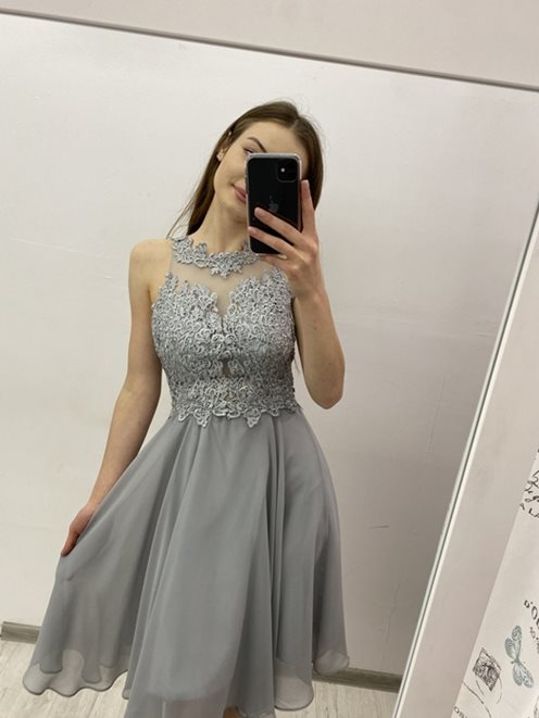 Krótka sukienka zabudowany przód szara