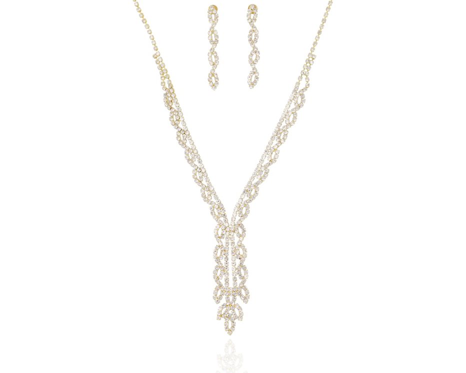 Komplet cyrkonie krawatka