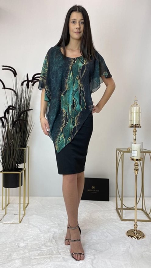 Sukienka masująca z narzutą mozaika czarna