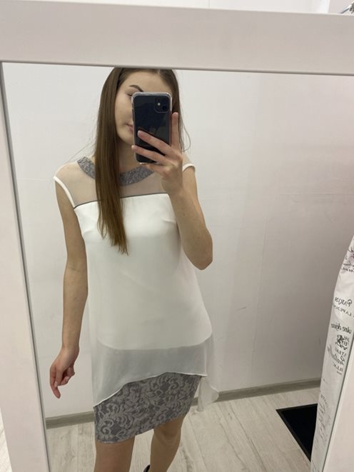 Sukienka maskująca biała siateczka spód szary