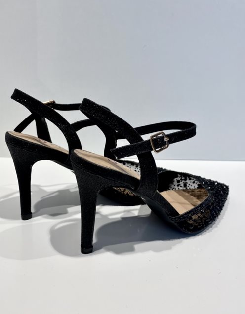 Czółenka na szpilce cekinki czerń