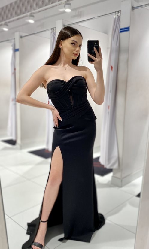 Sukienka długa rybka gorset czerń