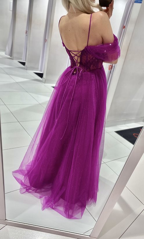 Sukienka długa hiszpanka gorset tiul fiolet