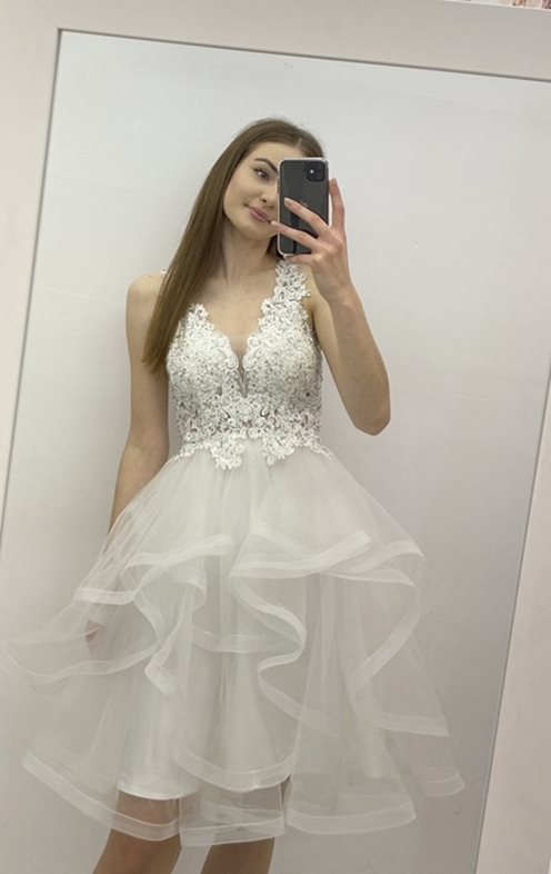 sukienka krótka falbany princess biała