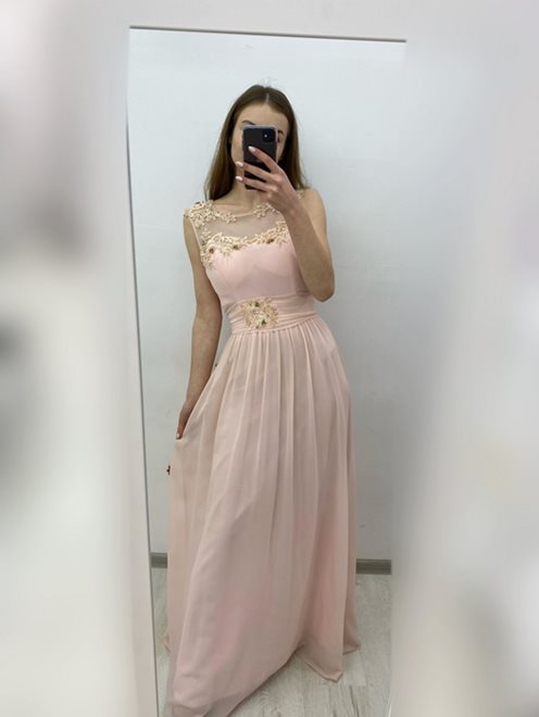 Sukienka siateczka perełki róż