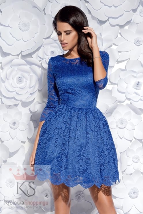 Sukienka rozkloszowana rękaw 3/4 chaber