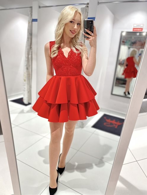 Sukienka piankowe falbanki czerwony