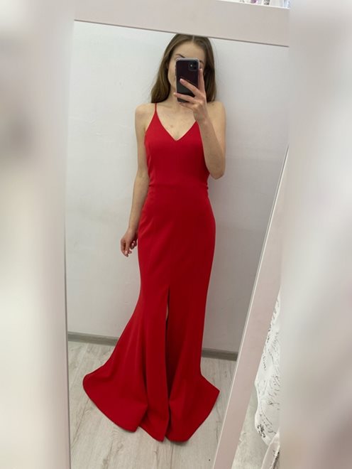Długa sukienka syrenka czerwony