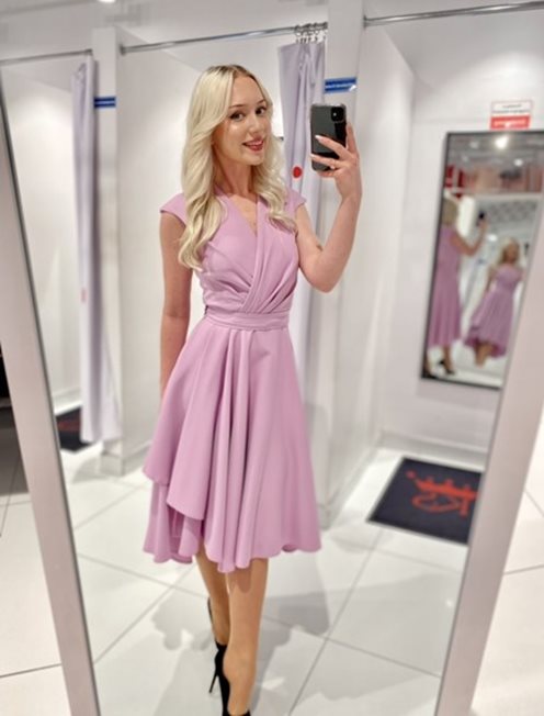 Sukienka midi zakładka wrzos