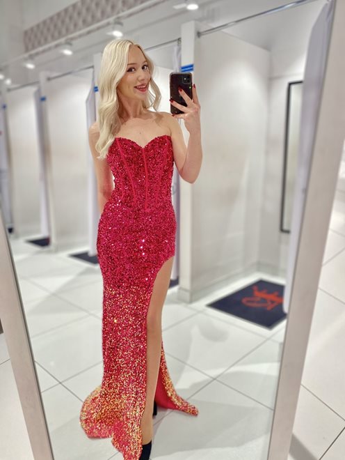 Sukienka długa cekinowa ombre róż