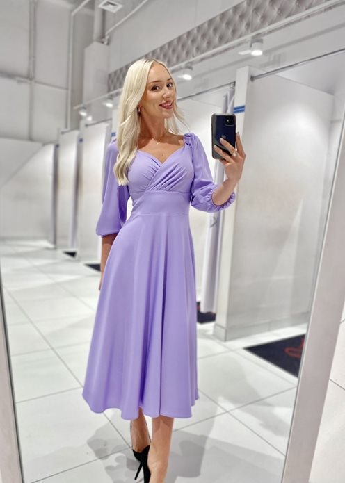 Sukienka midi rękawek 3/4 pas lilia