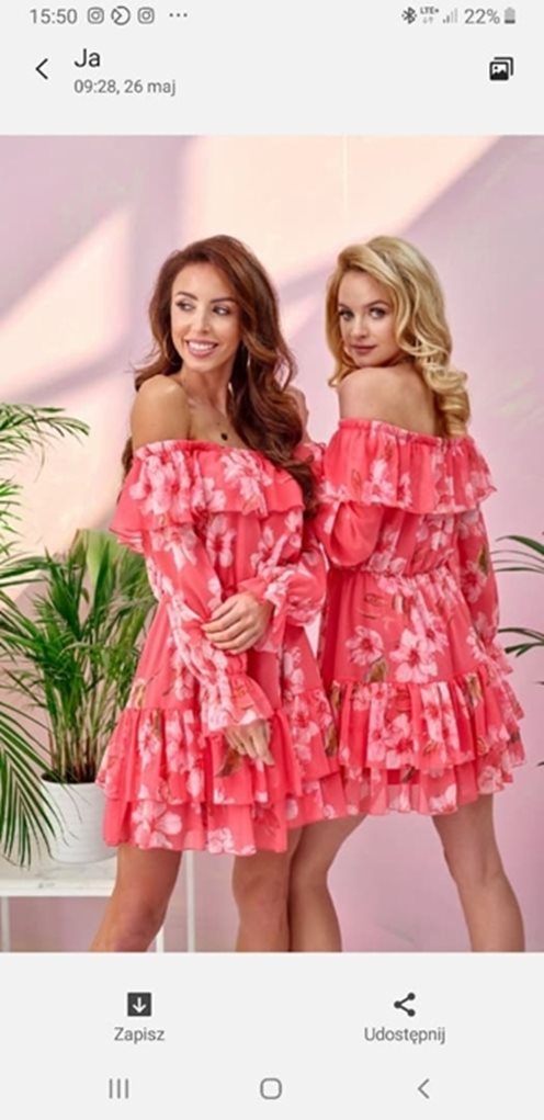 sukienka krótka hiszpanka długi rękaw róż