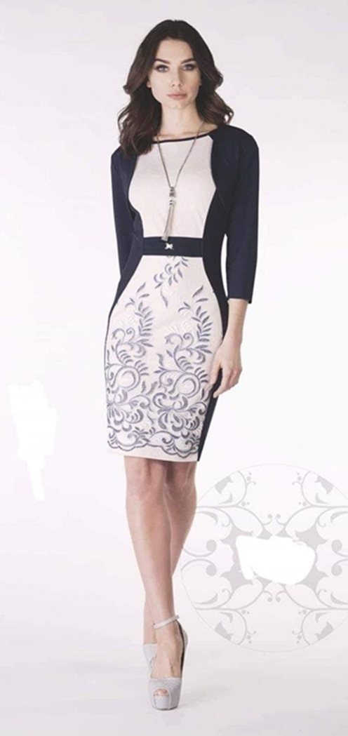 Sukienka krótka kwiaty koronka granat/róż