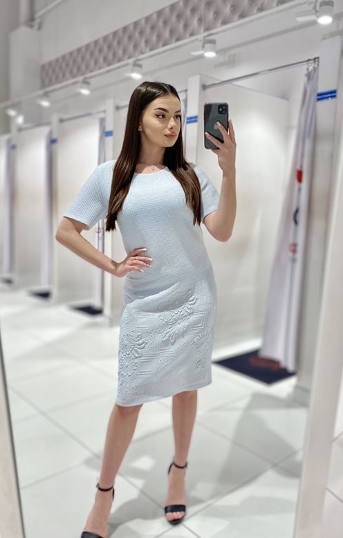 Sukienka krótka rękawek pastelowy błękit