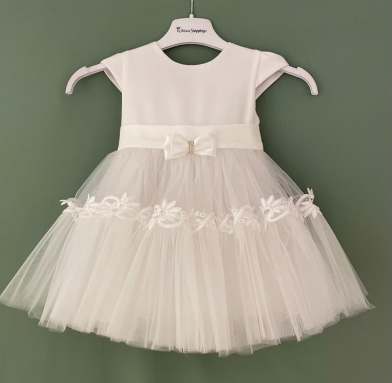 Sukienka dziecięca kokardka tiul biel