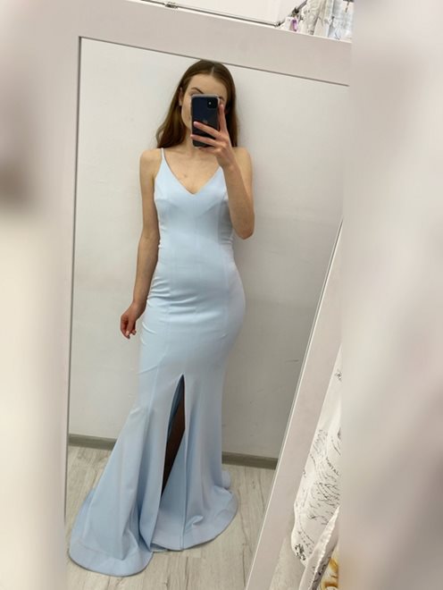 Długa sukienka syrenka błękit