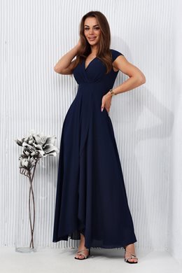 Sukienka długa zwiewna szyfon granat