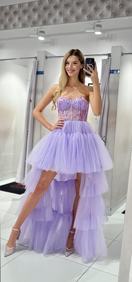 Sukienka asymetryczna warstwy tiul gorset lilia