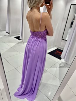 Sukienka długa szyfon góra cekiny lilia