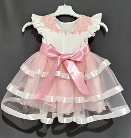 Sukienka dziecięca z falbankami na rękawku róż