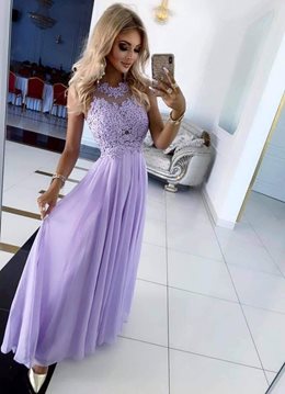 Długa sukienka zabudowany przód ozd plecy lilia