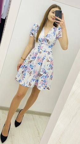 sukienka krótka zwiewna niebieska