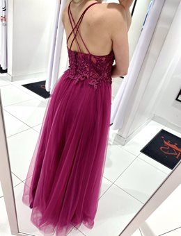 Sukienka długa gorset koraliki ramiączka fiolet