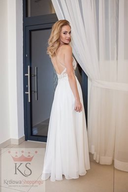 Długa sukienka na ramiączkach ecru