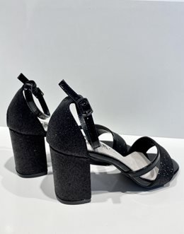 Sandały mocno brokatowe z paskiem czerń