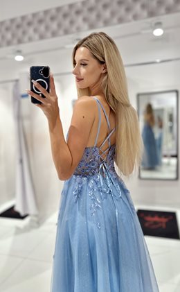 Sukienka długa zdobienia brokat jeans