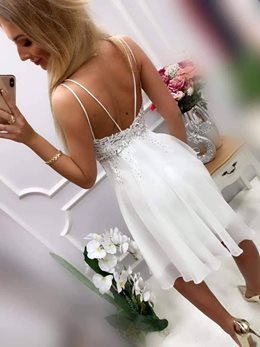 Sukienka krótka ramiączka łabędź biały