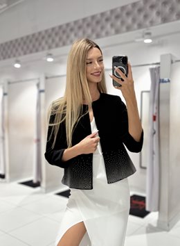 Żakiet zdobiony cyrkoniami czerń