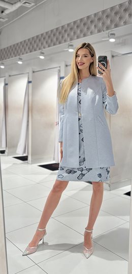 Sukienka krótka rękawek połysk szary