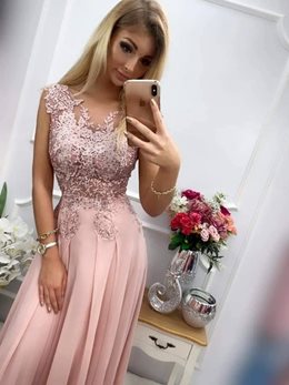 Długa sukienka kwiatowa koronka wrzos