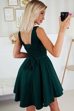 Krótka sukienka koronka góra wiązany tył zielona