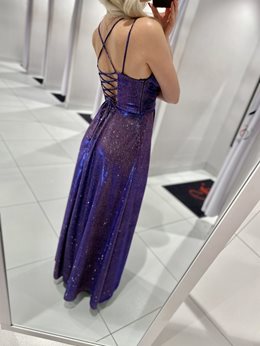 Sukienka długa na ramiączkach wiązana holo fiolet