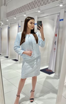 Sukienka krótka rękawek pastelowy błękit