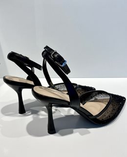 Czółenka na szpilce przód cyrkonie czerń