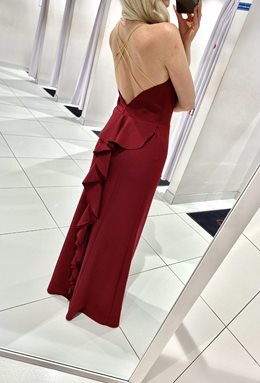 Długa sukienka dopasowana syrenka burgund