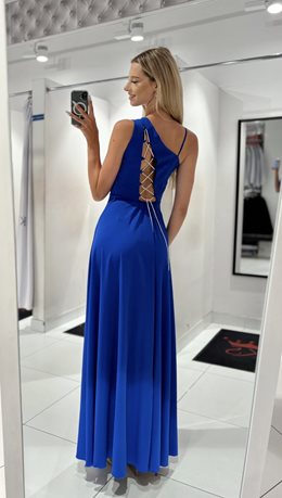 Sukienka długa asymetryczne wiązanie chaber