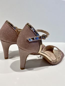 Szpilki brokatowe cyrkonie przód róż