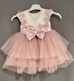 Sukienka dziecięca z tiulem na rękawkach róż