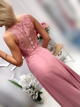 Długa sukienka gorsetowa wrzos